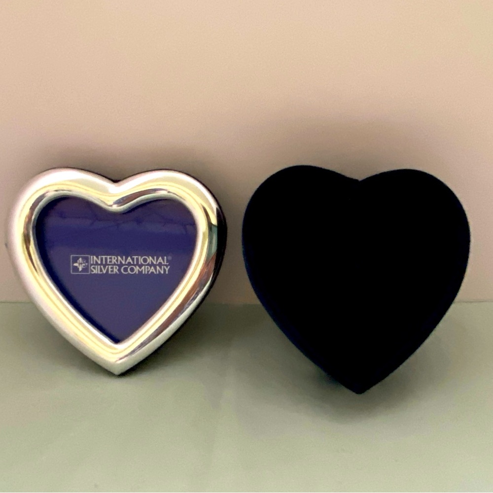 Heart-Shaped Blue miniature Jewelry Box with Photo Frame
